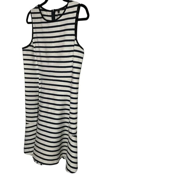THEORY NIKAY Navy Blue & Ivory Breton Striped Dress Size 10 - Picture 4 of 7